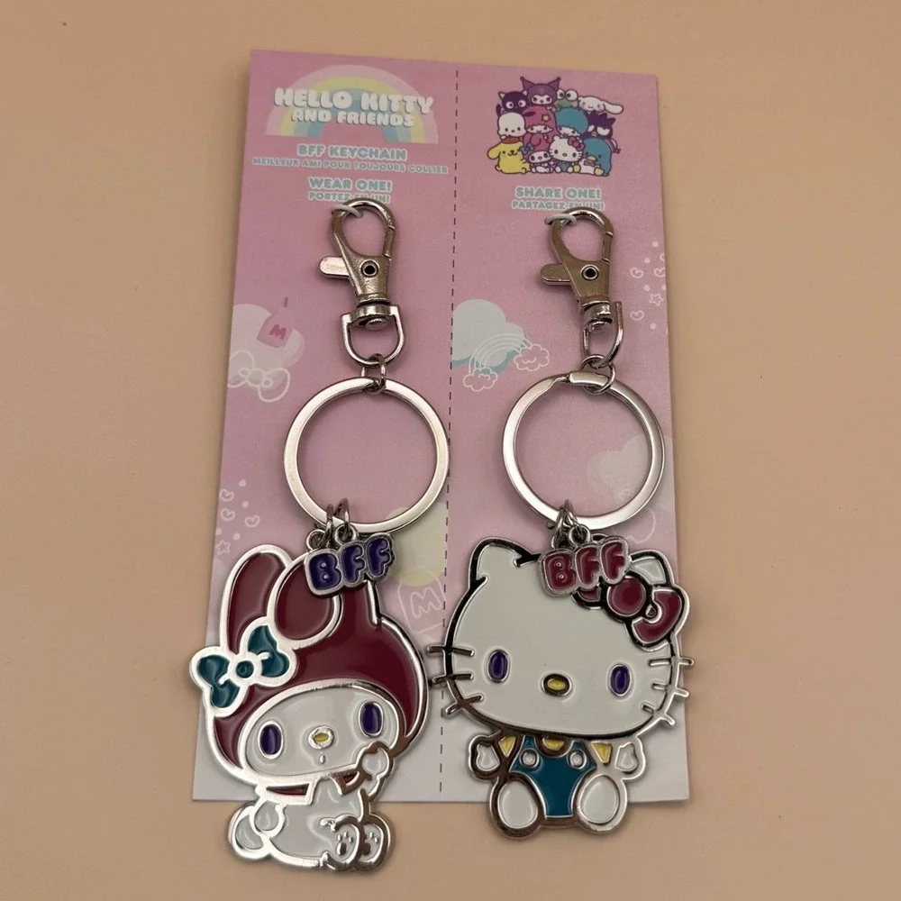 Sanrio Hello Kitty My Melody BFF Keychain Set Enamel Charms 2 Pack New